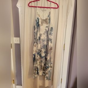 NWOT Gilli 1x maxi dress, spaghetti racer style straps, blue/white